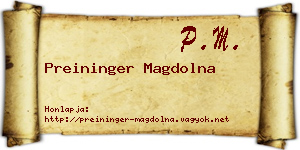 Preininger Magdolna névjegykártya